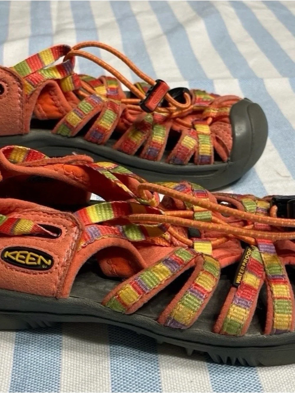 Keen For Girls, Color Orange, Yellow, Size J2, Gently Used.